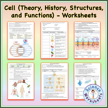 Preview of Cell (Theory, History, Structures, and Functions) - Worksheets Bundle, Printable