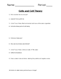 Cell and Cell Theory - Worksheet