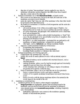 Cell membrane structure and function - Handout and Outline | TPT