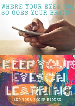 Preview of Cell phone policy poster - Keep your eyes on learning and your phone hidden