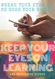 Cell phone policy poster - Keep your eyes on learning and 
