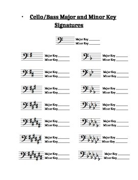 Preview of Cello/Bass Major and Minor Key Signatures