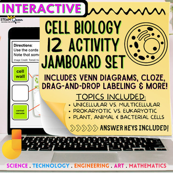 Preview of Cells - 12 Interactive Jamboard Activities Warm Ups Middle School Virtual Visual
