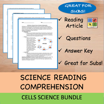 Preview of Cells Bundle - Reading Passages and x 10 Questions (EDITABLE) Save 30%!