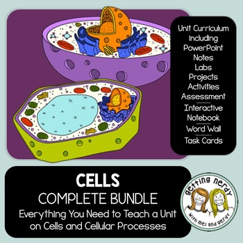 Preview of Cells Complete Bundle - PowerPoint Unit, INB, Task Cards, Word Wall