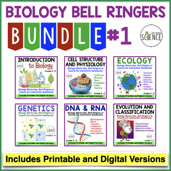 Preview of Cells, Genetics, DNA, Ecology, Evolution Bell Ringers and Warm Ups Bundle
