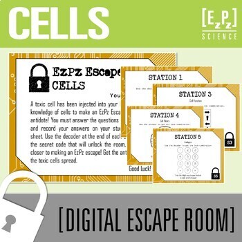Preview of Cells Escape Room Activity | Science Review Game