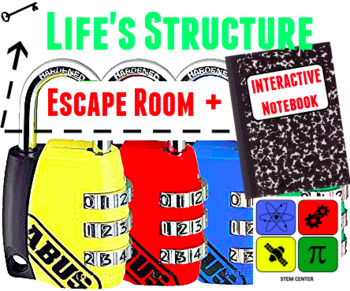 Preview of Cells Escape Room & Life's Structure Interactive Notebook