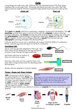 Preview of Cells, Organelles, Specialised Cells and Levels of Organisation