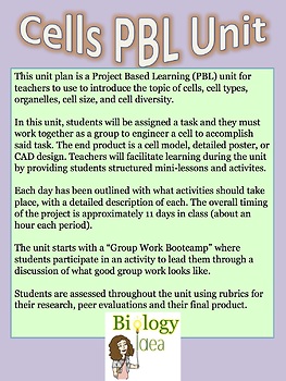 Preview of NGSS Cells PBL (Project Based Learning) FULL Unit Plan