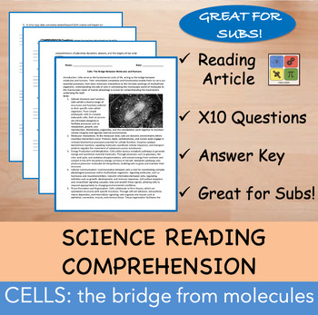 Preview of Cells - Reading Passage and x 10 Questions (EDITABLE)