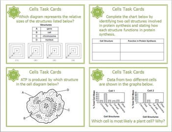 Preview of Cells and Cell Organelles Task Cards for Middle and High School