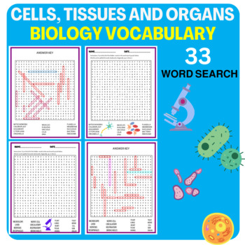 Preview of Cells, Tissues and Organs Word Search