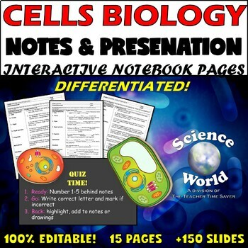 Preview of Cells Unit Notes & Slides Bundle- Biology Science Middle School