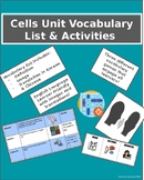 Cells Unit Vocabulary List & Activities