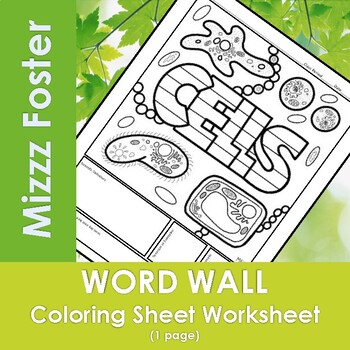 Preview of Cells Word Wall Coloring Sheet (1 pg.)