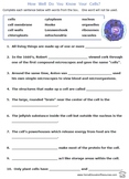 Cells Worksheets -- puzzles and more