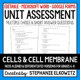 Cells and Cell Membrane Unit Exam | Editable | Printable |