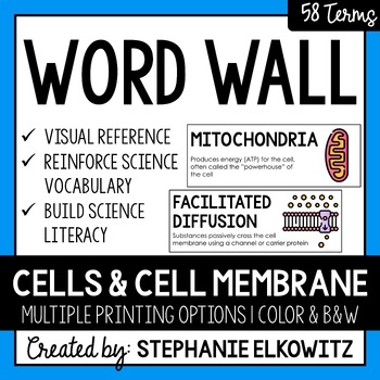 Preview of Cells and Cell Membrane Word Wall | Science Vocabulary