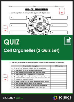 Preview of Cells and Cell Organelles Quiz Set With 2 Quizzes