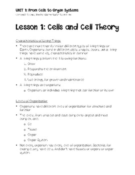 Cells and Cell Theory Notes