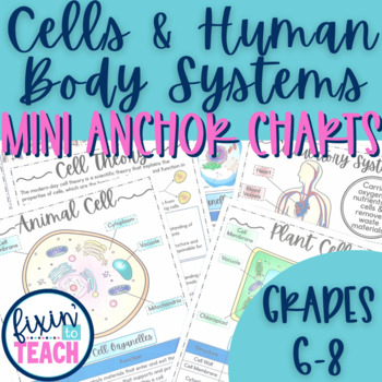 Preview of Cells and Human Body Systems Mini Anchor Charts for Middle School Science