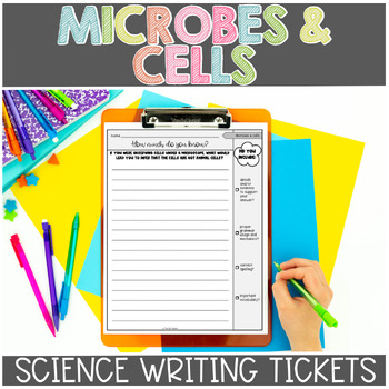 Preview of Cells and Microbes Science Exit Tickets or Science Writing Prompts
