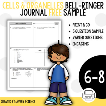 Preview of Cells and Organelles Bell Ringer Journal Free Sample