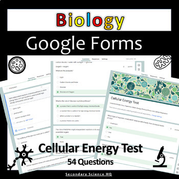 Preview of Cellular Energy Unit Test  HS Biology  Google Form
