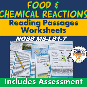 Preview of Cellular Respiration Chemical Reactions in Food NGSS MS-LS1-7 Reading Worksheet