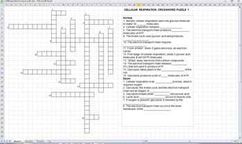 Preview of Cellular Respiration Crossword Puzzles (electronically fillable & printable)