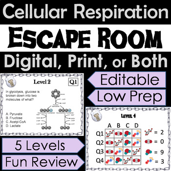 Preview of Cellular Respiration Review Activity: Digital Escape Room Game
