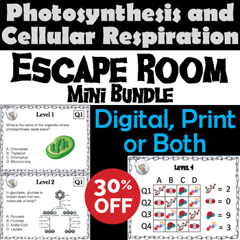 Preview of Photosynthesis & Cellular Respiration Review Activity: Biology Escape Room Game
