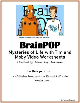Preview of Cellular Respiration for BrainPOP video - Distance Learning