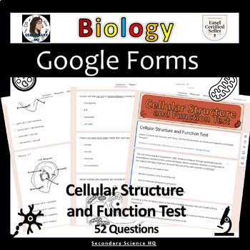 Preview of Cellular Structure and Function Test  HS Biology  Google Form