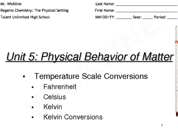 Preview of Celsius to Kelvin Temperature Conversions