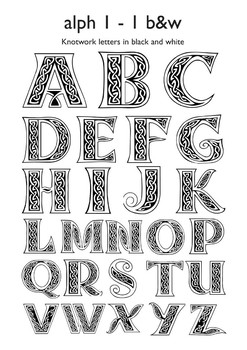 Preview of Celtic Alphabet Letters 1-1 Black & White