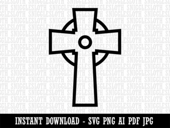 Preview of Celtic Cross Simple Outline Clipart Instant Digital Download