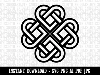 Preview of Celtic Shamrock Knot Outline Clipart Instant Digital Download