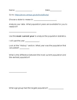 Preview of Census Statistics Activity