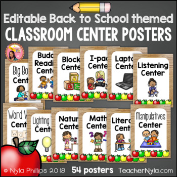 Preview of Center Labels - 54 Editable Poster Sized Classroom Labels for Stations