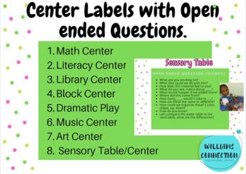 Preview of Center Labels with Open-Ended Question Prompts and Pictures