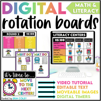 Preview of Editable Center Rotation Boards for Math & Literacy Stations