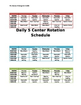Preview of Center Rotation Schedule