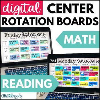 Preview of Center Rotation Slides - Reading & Math Digital Center Rotation Charts w/ Timers
