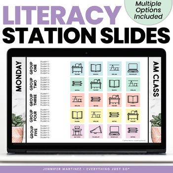 Preview of Center & Station Rotation Slides - Editable Slides For Literacy Centers Stations