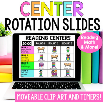 Preview of Center Rotation Slides for Reading and Math Digital Center Rotation Board TIMERS