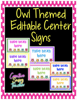Preview of Editable Owl Themed Center Signs