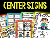 Center Signs for Kindergarten Chevron Theme Editable
