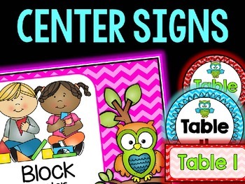 Preview of Center Signs for Kindergarten Chevron Theme